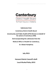 Submission from the Canterbury District Health Board on The