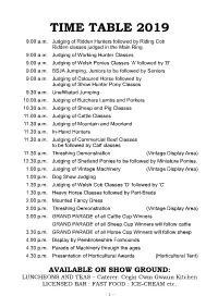 2019 Fishguard Show Schedule .Indd