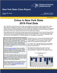 Crime in New York State 2019 Final Data
