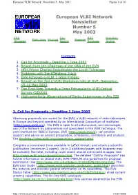 European VLBI Network Newsletter Number 5 May 2003 EVN User JIVE Newsletter Publications Meetings Proposals Homepage Support Homepage Archive