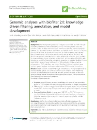 Genomic Analyses with Biofilter 2.0: Knowledge Driven
