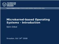 Microkernel-Based Operating Systems - Introduction