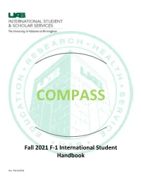 Fall 2021 F-1 International Student Handbook