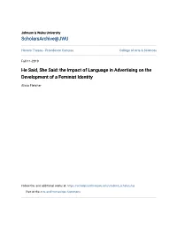 He Said, She Said: the Impact of Language in Advertising on the Development of a Feminist Identity