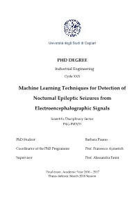 Machine Learning Techniques for Detection of Nocturnal Epileptic