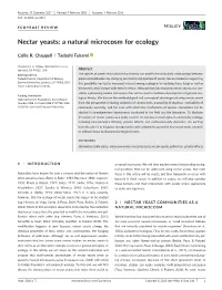 Nectar Yeasts: a Natural Microcosm for Ecology