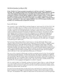 The Boland Amendment and Report, 1983 in Late 1982 the U.S