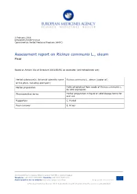Assessment Report on Ricinus Communis L., Oleum Final