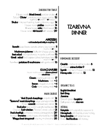 Dinner Menu 5Pm-10Pm