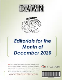 Editorials for the Month of December 2020