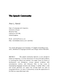 The Speech Community