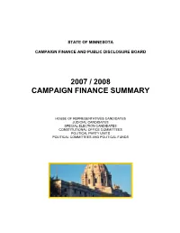 2007 / 2008 Campaign Finance Summary