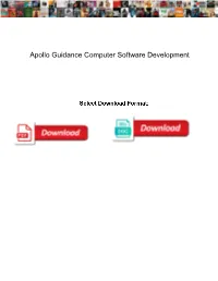 Apollo Guidance Computer Software Development