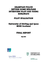 Grampian Police Return Home Welfare Interview Pilot for Young Runaways