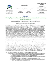 Information on the Process for Appointing an Auditor-Treasurer