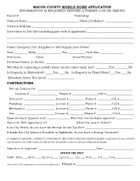 Mobile Home Application Information Is Required Before a Permit Can Be Issued