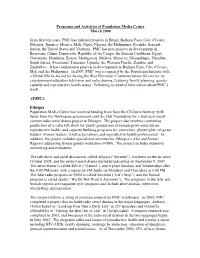 Programs and Activities of Population Media Center March 2008 in Its First