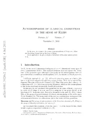 Automorphisms of Classical Geometries in the Sense of Klein