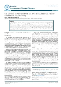 Can Elevation Be Associated with the 2011 Joplin, Missouri, Tornado
