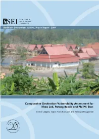 Comparative Destination Vulnerability Assessment for Khao Lak, Patong Beach and Phi Phi Don