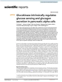 Glucokinase Intrinsically Regulates Glucose Sensing and Glucagon