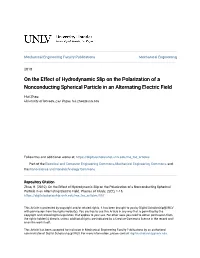 On the Effect of Hydrodynamic Slip on the Polarization of a Nonconducting Spherical Particle in an Alternating Electric Field