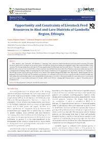 Opportunity and Constraints of Livestock Feed Resources in Abol and Lare Districts of Gambella Region, Ethiopia