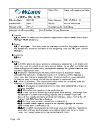 Page 1 of 6 Policy Title: Dress and Appearance Code Effective Date
