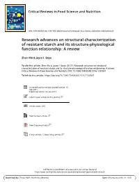Resistant Starch and Its Structure-Physiological Function Relationship: a Review