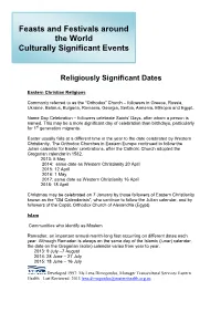 Feasts and Festivals Around the World Culturally Significant Events