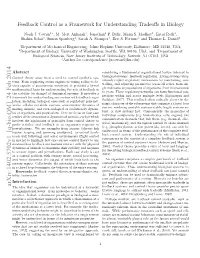 Feedback Control As a Framework for Understanding Tradeoffs in Biology