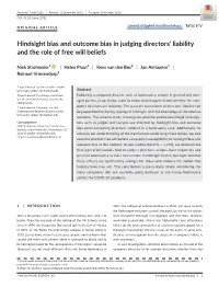 Hindsight Bias and Outcome Bias in Judging Directors' Liability and The