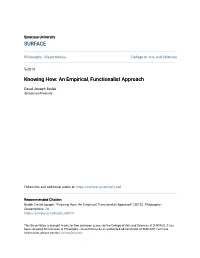 Knowing How: an Empirical, Functionalist Approach