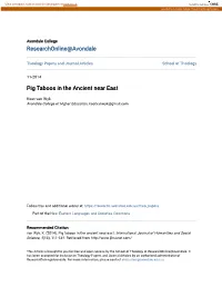 Pig Taboos in the Ancient Near East