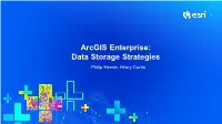 Arcgis Enterprise: Data Storage Strategies Philip Heede, Hilary Curtis Agenda