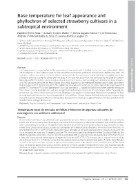 Base Temperature for Leaf Appearance and Phyllochron of Selected Strawberry Cultivars in a Subtropical Environment