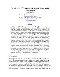 Beyond GDP: Classifying Alternative Measures for Policy-Making Brent BLEYS