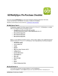 GO!Notifysync Pre-Purchase Checklist