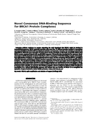Novel Consensus DNA-Binding Sequence for BRCA1 Protein Complexes