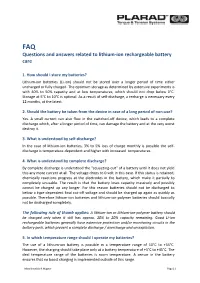 Questions and Answers Related to Lithium-Ion Rechargeable Battery Care