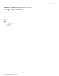 Strategy As a Wicked Problem