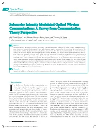 Subcarrier Intensity Modulated Optical Wireless Communications: a Survey from Communication Theory Perspective