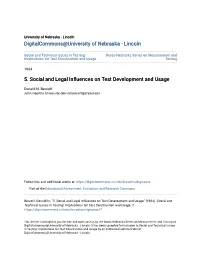 5. Social and Legal Influences on Test Development and Usage