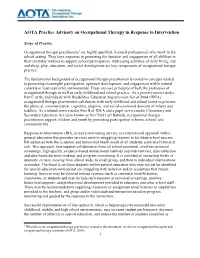 AOTA Practice Advisory on Occupational Therapy in Response to Intervention