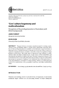 'Core' Culture Hegemony and Multiculturalism