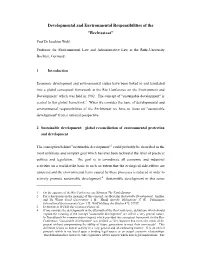 Developmental and Environmental Responsibilities of the "Rechtsstaat"