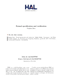 Formal Specification and Verification Stephan Merz