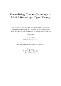 Formalizing Cartan Geometry in Modal Homotopy Type Theory