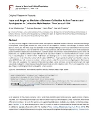 Hope and Anger As Mediators Between Collective Action Frames and Participation in Collective Mobilization: the Case of 15-M