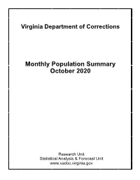 Monthly Population Summary October 2020